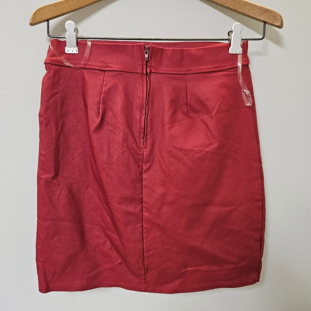 Elegant Red Wrap Skirt Women Size L - Picture 13 of 15